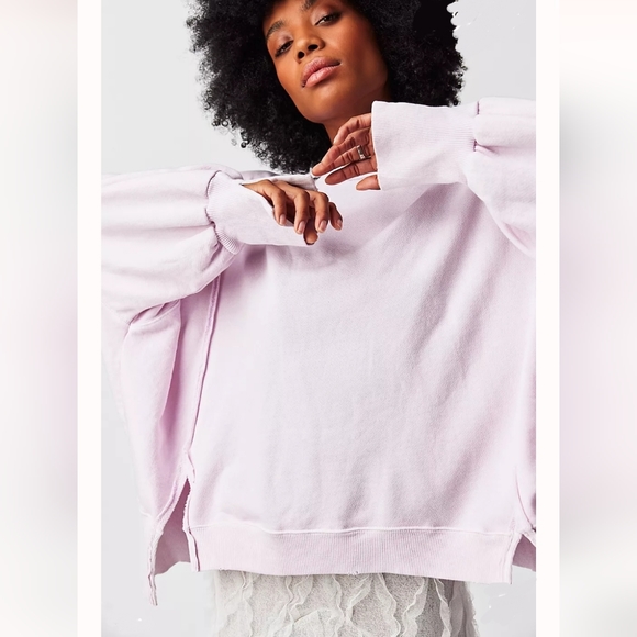 NWT FREE PEOPLE PALE PINK CAMDEN OVERSIZED PULLOVER We The Free - Picture 2 of 7